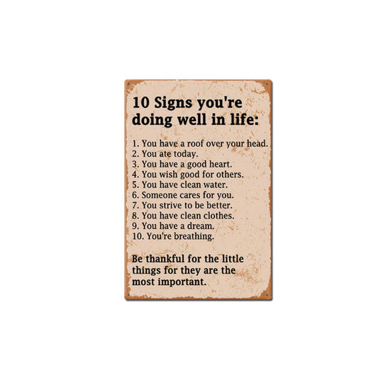 Positive Mindset Inspirational Tin Art, Healthy Living Motivational Decor, Cute Wall Ornament for Children¡¯s Space