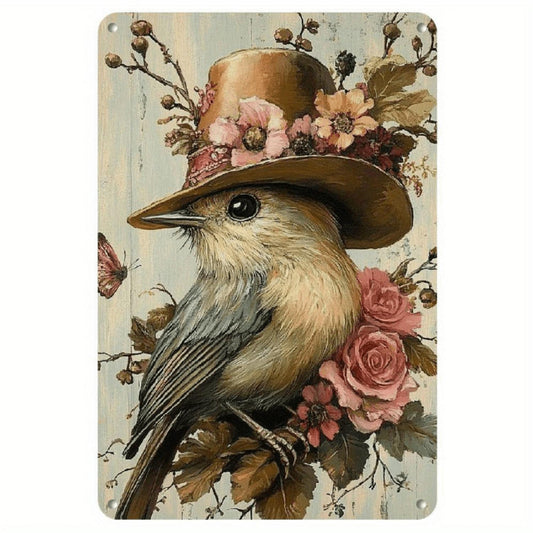 Vintage Bird Metal Tin Sign - 8x12 Inch | Durable Iron Wall Art for Home, Bar, Cafe, Garage & Garden Decor | Easy-Hang Vintage Plaque, Perfect for Room Decor