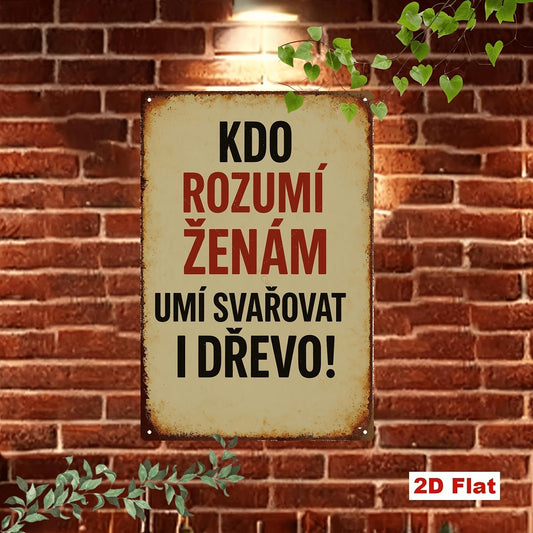 2D Flat - A 2D Flat Metal Sign Featuring a Vintage Czech Proverb, Made of Iron, Adorned with a Humorous Life Quote. This Retro-Style Decoration Is Suitable for Homes, Cafes, Bars, And Garages