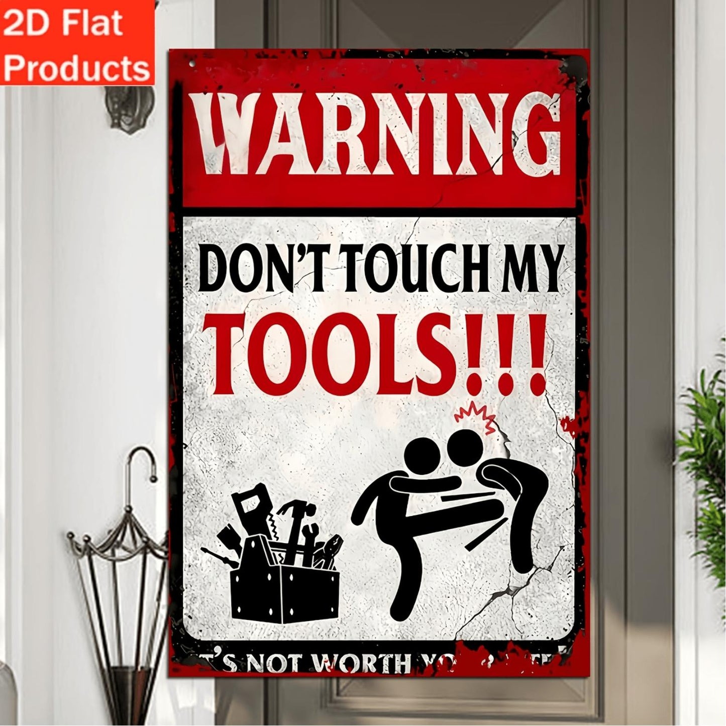 2Dflat - Decorative Plaques And Ornaments - 1pc "Please Do Not Touch My Tools" Wooden Sign, Featuring a Safety Warning in Rustic Red And Black Wall Decor, Suitable for Home And Garage Use, Classic Design, Perfect Holiday Gift