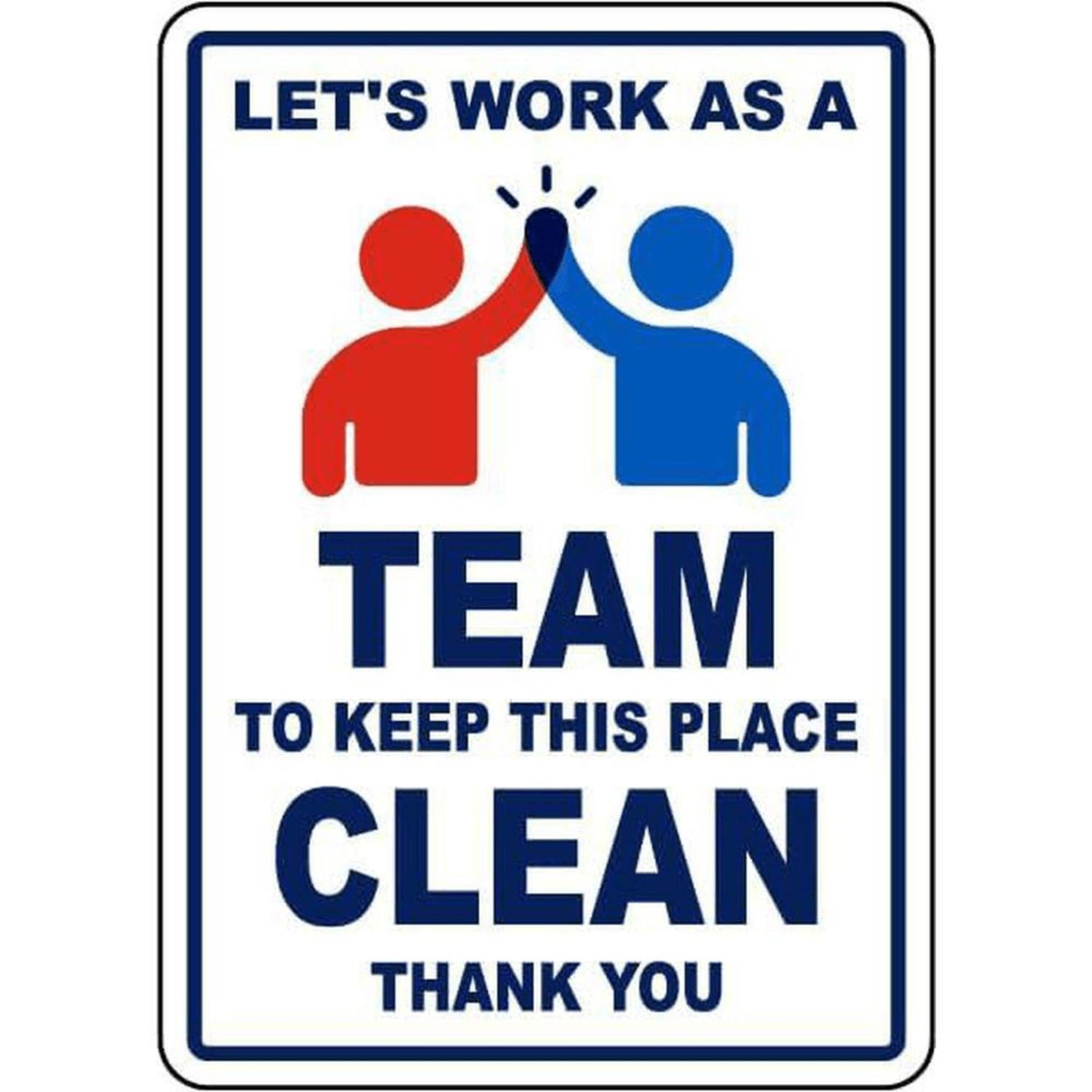 Collaborate As a Team Metal Sign - 8X12 Inch Decor Promoting Teamwork & Cleanliness Featuring a Handshake Design & a Message to Maintain Cleanliness - Sturdy Decoration for Office, Home, Or Hospitality Settings