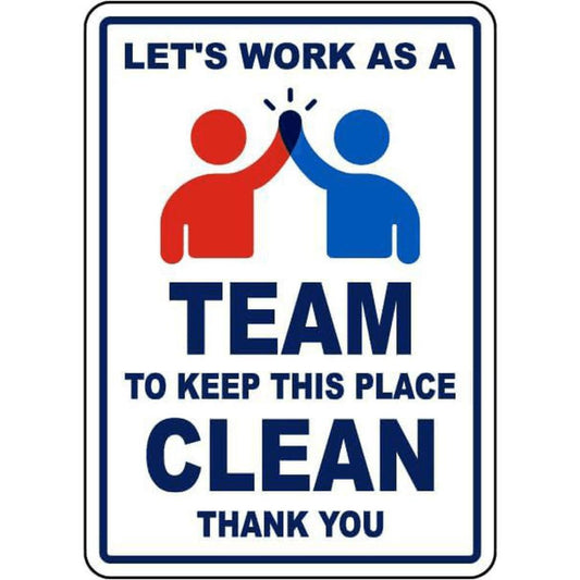 Collaborate As a Team Metal Sign - 8X12 Inch Decor Promoting Teamwork & Cleanliness Featuring a Handshake Design & a Message to Maintain Cleanliness - Sturdy Decoration for Office, Home, Or Hospitality Settings