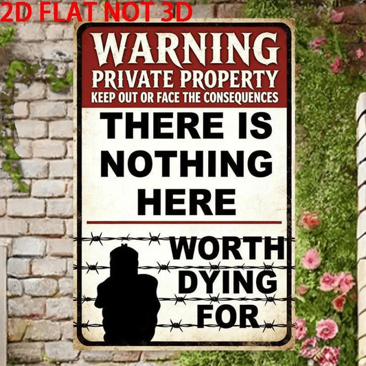 2D Flat, 2D Flat 1pc 2D Flat Not 3D Metal Sign, Private Property Warning Vintage Sign Metal Sign for Man Cave, House, Home Vintage Decor Wall Decor Wall Art, Halloween & Housewarming Gifts, 8x12 Inch, 2D Flat