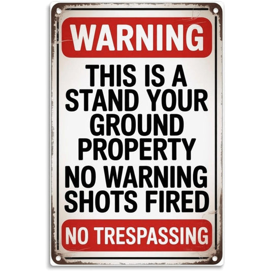 2D Flat, [2D Flat] 1pc Perfect for Home Or Garden Decor Stand Your Ground Vintage No Trespassing Text And Sign Design Plaque Decoration Home Decorators Vintage Wall Art Wall Decoration, 2D Flat