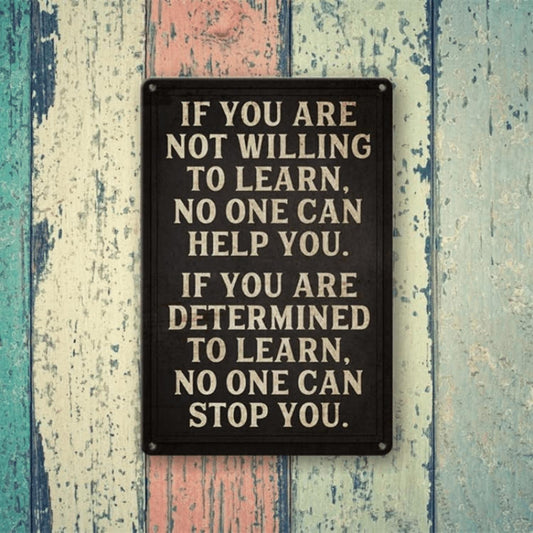 2D Flat, 1pc, Vintage Motivational Wall Art Office Metal Decor Office Tin Signs Funny Inspirational Decor If You Are Not Willing to Learn Inspirational Posters for Women 20.32x30.48cm, Perfect for Halloween, Easter, Christmas Decorations, 2D Flat