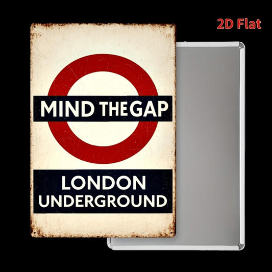 [2D Flat] 1pc Vintage "Mind the Gap, London Underground" Metal Sign - 7.87x11.81inch, Durable Iron, Rustic Finish, Humorous Indoor/Outdoor Decor for Home, Office, Garden, Cafe, Bar, Holiday Gift, Metal Wall Art Decor