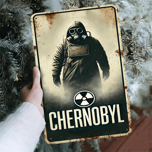 [2D Flat] 1pc Vintage "Chernobyl" Metal Sign - Humorous Indoor/Outdoor Decor for Home, Garden, Office, Cafe, Bar - Durable Iron Wall Art with Rustic Finish, Perfect for Farmhouse, Porch, Living Room, Kitchen, and More, Perfect for