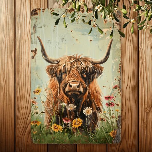 Charming Cow Vintage Metal Tin Sign - 8x12 Inch | Perfect for Home, Office, Bar, Cafe & Garage Decor, Perfect for Room Decor