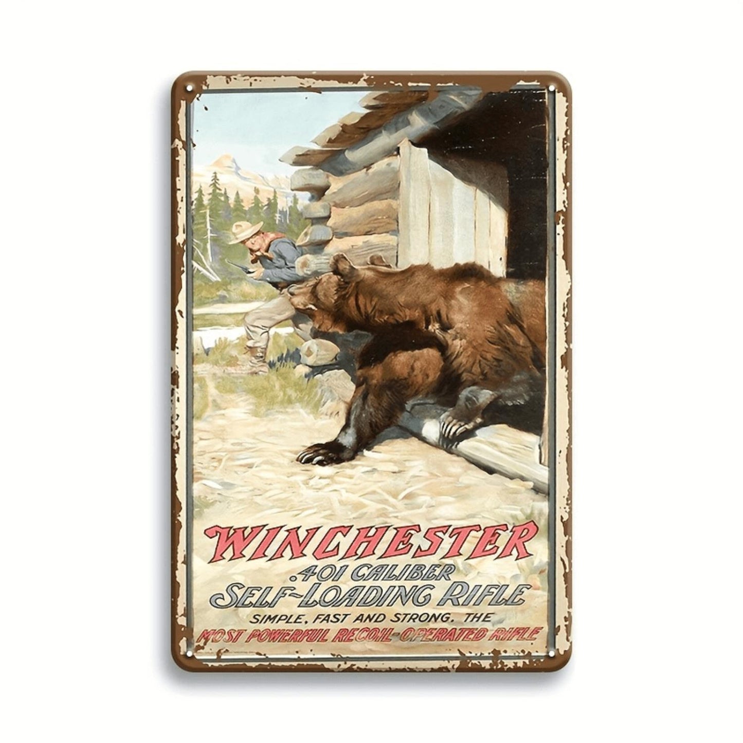 1pc Winchester Hunting Adventure Bear Style 8¡Á12 Inch Metal Sign for Hunting Enthusiasts