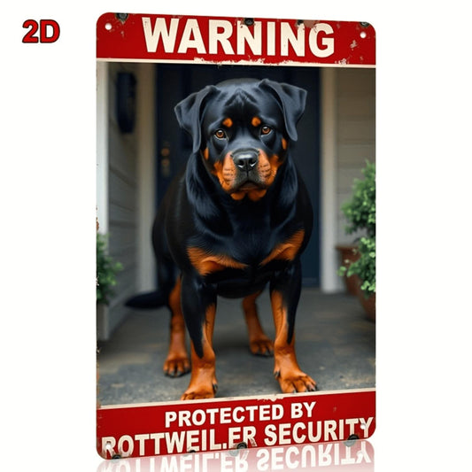 [2D Flat] 1pc Vintage Rottweiler Security Metal Sign, 8x12 Inch - Durable Iron Warning Plaque for Yard, Pet Shop, Home Porch, Garage, Dog Kennel, Office Decor with "Protected by Rottweiler Security" Text, Rottweiler Decor, Perfect